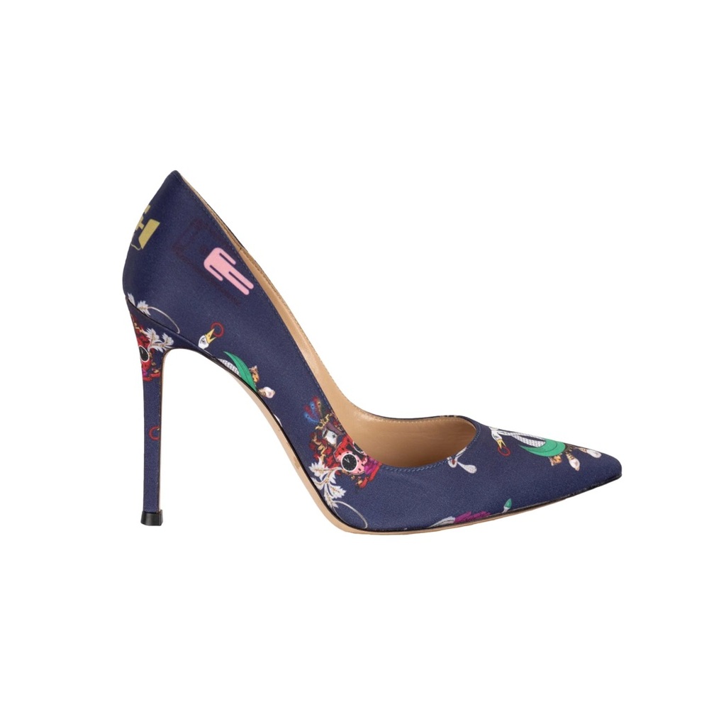 Gianvito Rossi Navy Satin Gianvito 85 Pointed Toe Pumps